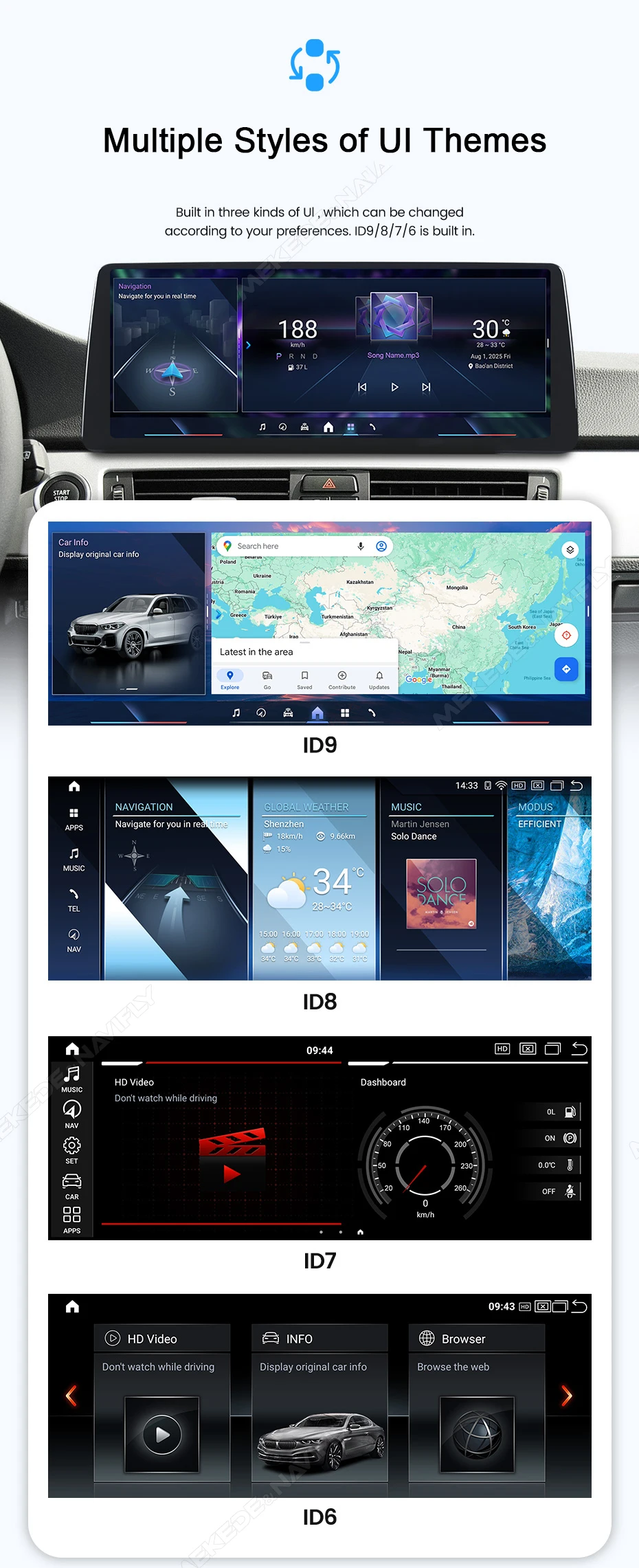 MEKEDE ID6 ID7 ID8 ID9 Auto-Multimedia-Player für BMW 5er Serie E60 E61 E63 E64 Qualcomm 680 Wireless CarPlay Android Auto Dual BT