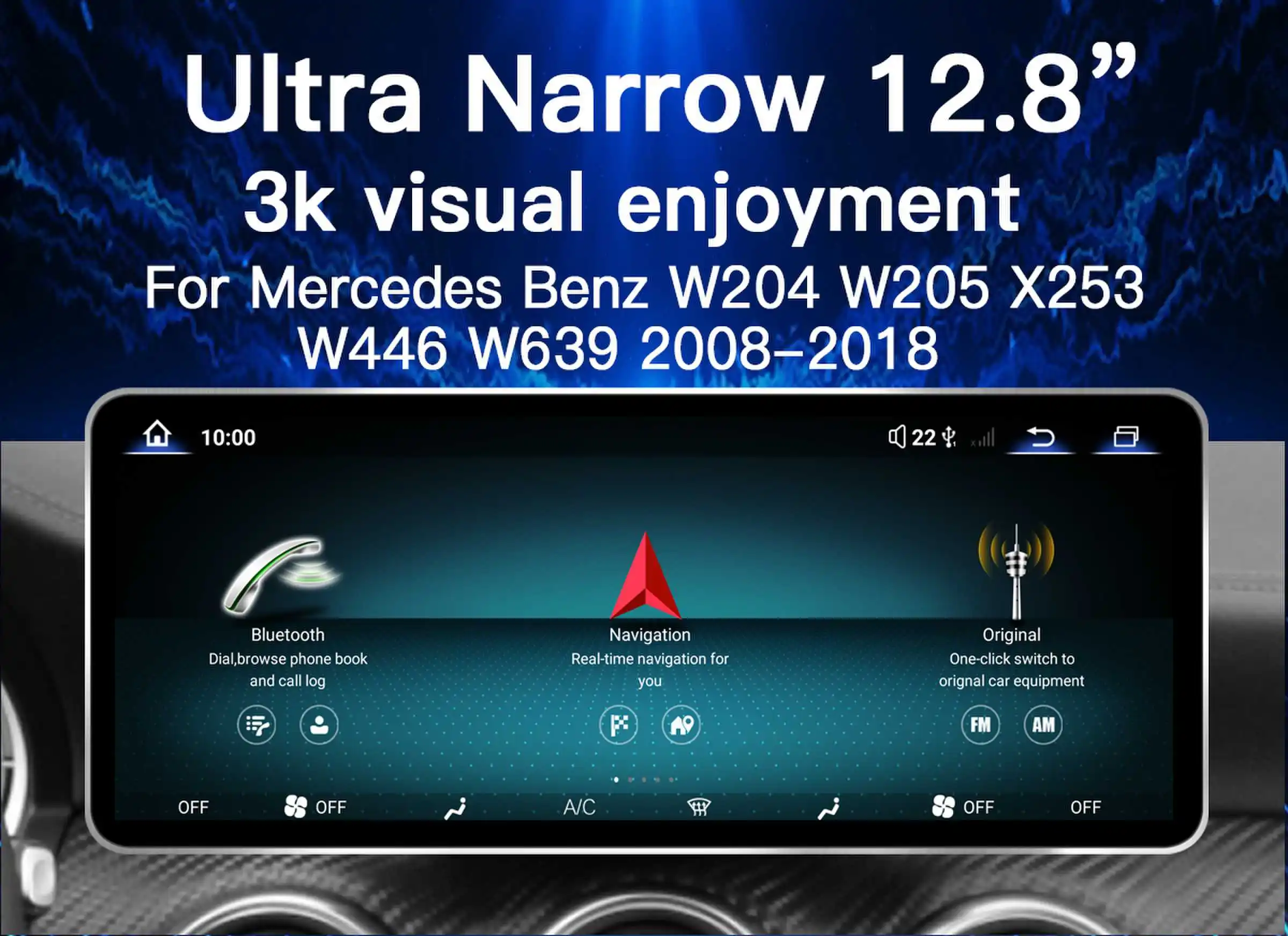 12,8'' 2400*900 Hohe Auflösung Android 14 Snapdragon 665 Drahtlose CarPlay AutoRadio Für Mercedes W204 W205 2007-2018 auto Multimedia 4G GPS Navigation Stereo