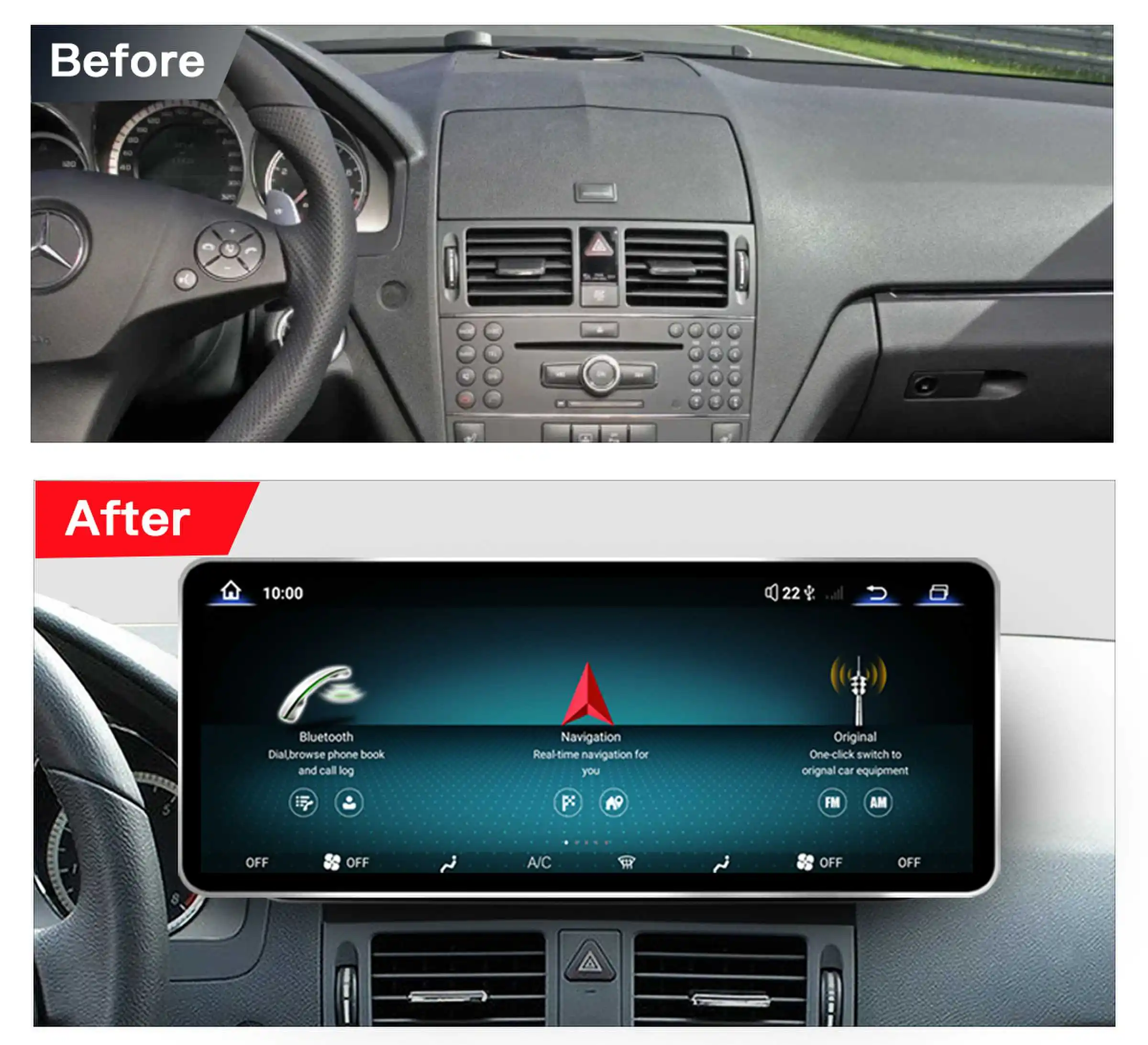 12,8'' 2400*900 Hohe Auflösung Android 14 Snapdragon 665 Drahtlose CarPlay AutoRadio Für Mercedes W204 W205 2007-2018 auto Multimedia 4G GPS Navigation Stereo