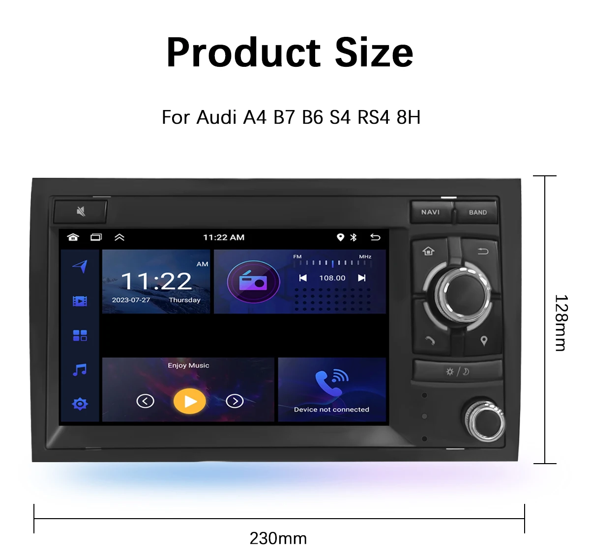 Android14 Drahtlose Carplay Auto Multimedia-Player Für Audi A4 2002-2008 S4 RS4 B6 B7 8H Wifi radio AI Stimme Navigation IPS GPS