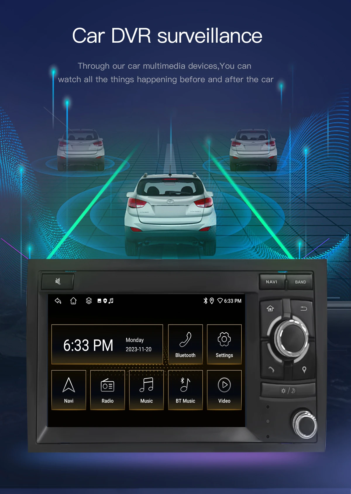 Android14 Drahtlose Carplay Auto Multimedia-Player Für Audi A4 2002-2008 S4 RS4 B6 B7 8H Wifi radio AI Stimme Navigation IPS GPS