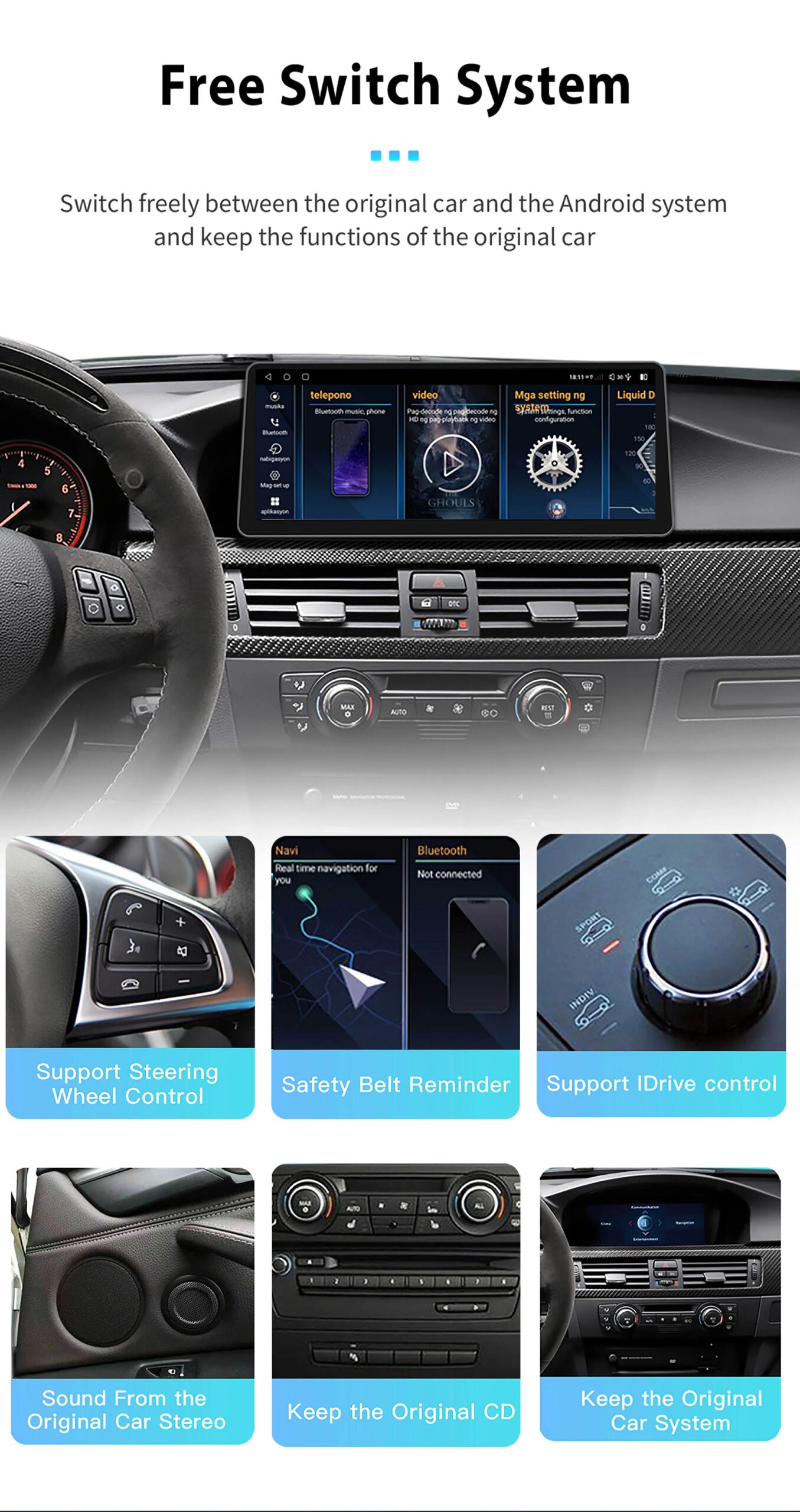 Uckazy 15,8 Touchscreen-Autoradio für BMW 7er F01 F02 F03 F04 2009–2015 CIC NBT System GPS-Navigation Multimedia-Display Head Unit Video Player Carplay
