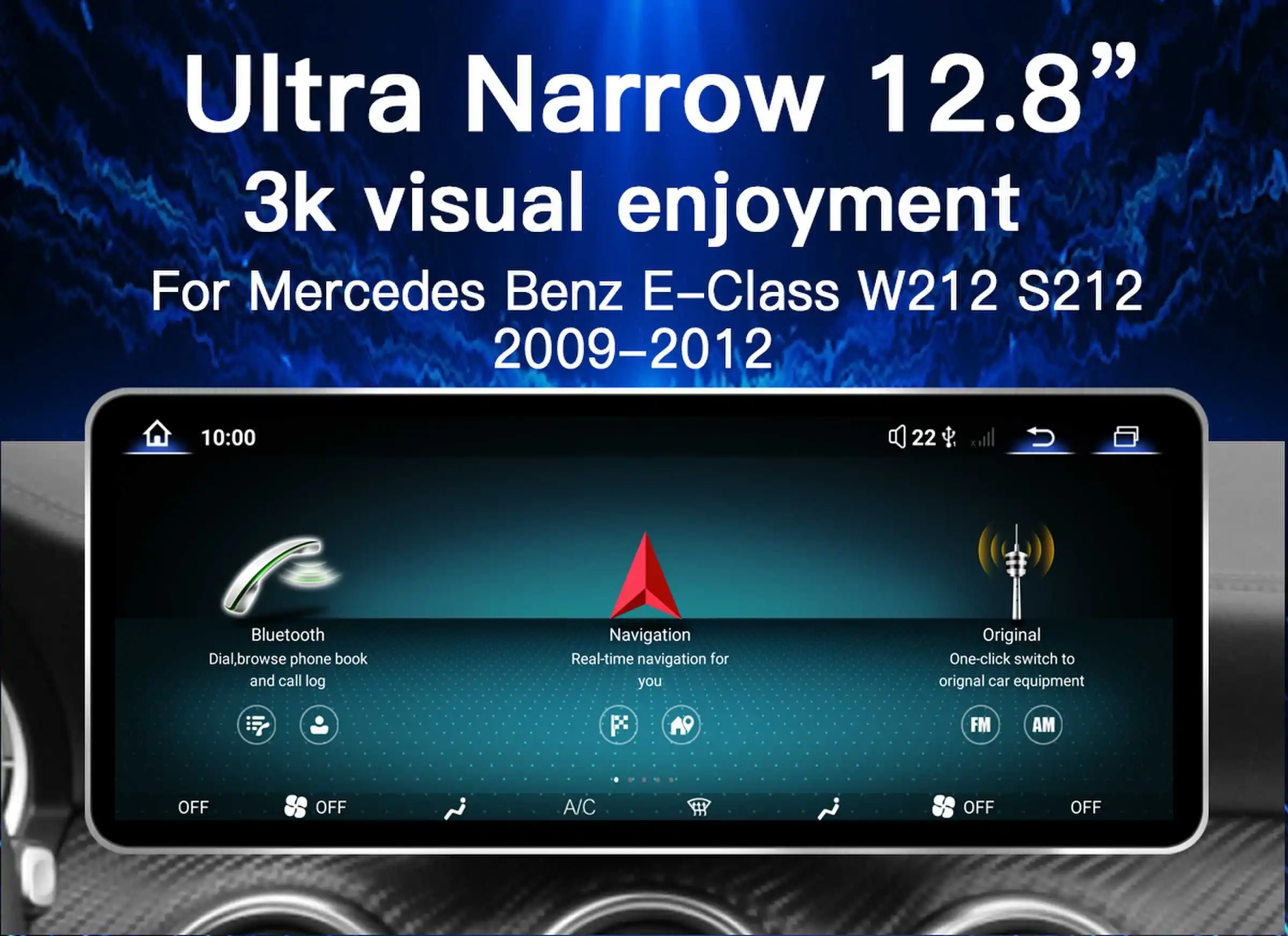 12,8'' 2400*900 Hohe Auflösung Android 14 Snapdragon 665 Auto Multimedia Drahtlose CarPlay Für Mercedes Benz E Klasse W212 2009-2015 auto Radio Player Video DSP Stereo Touchscreen 4G WiFi BT