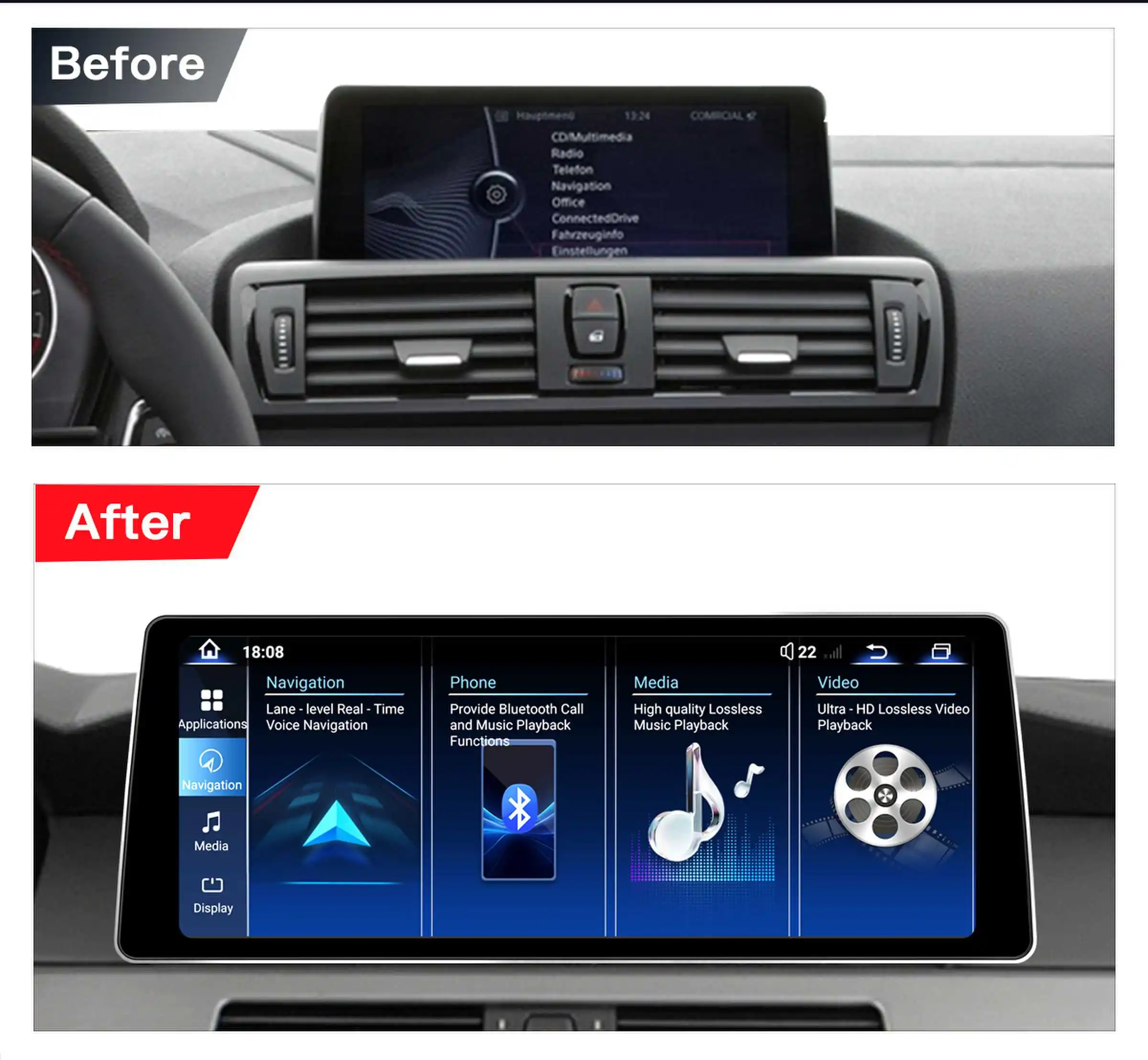 12,8'' 2400*900 Hohe Auflösung Android 14 Snapdragon 665 Drahtlose Carplay Für BMW 3/4 Serie F20 F21 F22 F30 f31 F32 F33 F34 F36 GPS Auto Multimedia Player 12,8'' 2400*900 Hohe Auflösung Android 14 Snapdragon 665 Drahtlose Carplay Für BMW 3/4 Serie F20 F21 F22 F30 f31 F32 F33 F34 F36 GPS Auto Multimedia Player