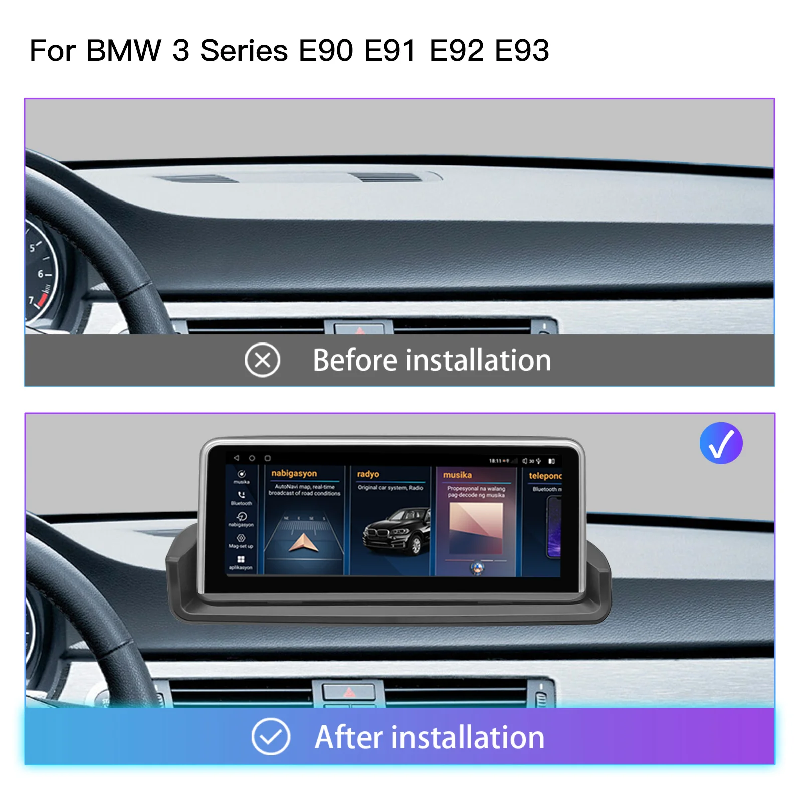 Android14 Autoradio für BMW E90 E91 E92 E93 2012-2015 Bildschirm Multimedia Audio 10.25 ''Snapdragon 2005 Wireless Carplay – Bild 4
