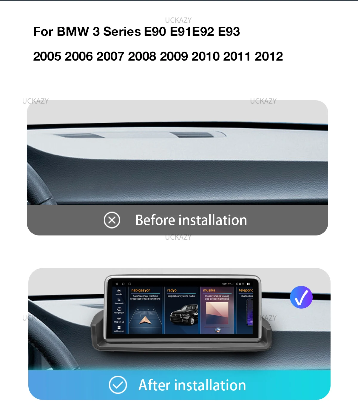 10.25 ''Snapdragon 2005 Wireless Carplay Android 14 Autoradio für BMW E90 E91 E92 E93 2012-2015 Bildschirm Multimedia Audio Head Unit 10.25 ''Snapdragon 2005 Wireless Carplay Android 14 Autoradio für BMW E90 E91 E92 E93 2012-2015 Bildschirm Multimedia Audio Head Unit