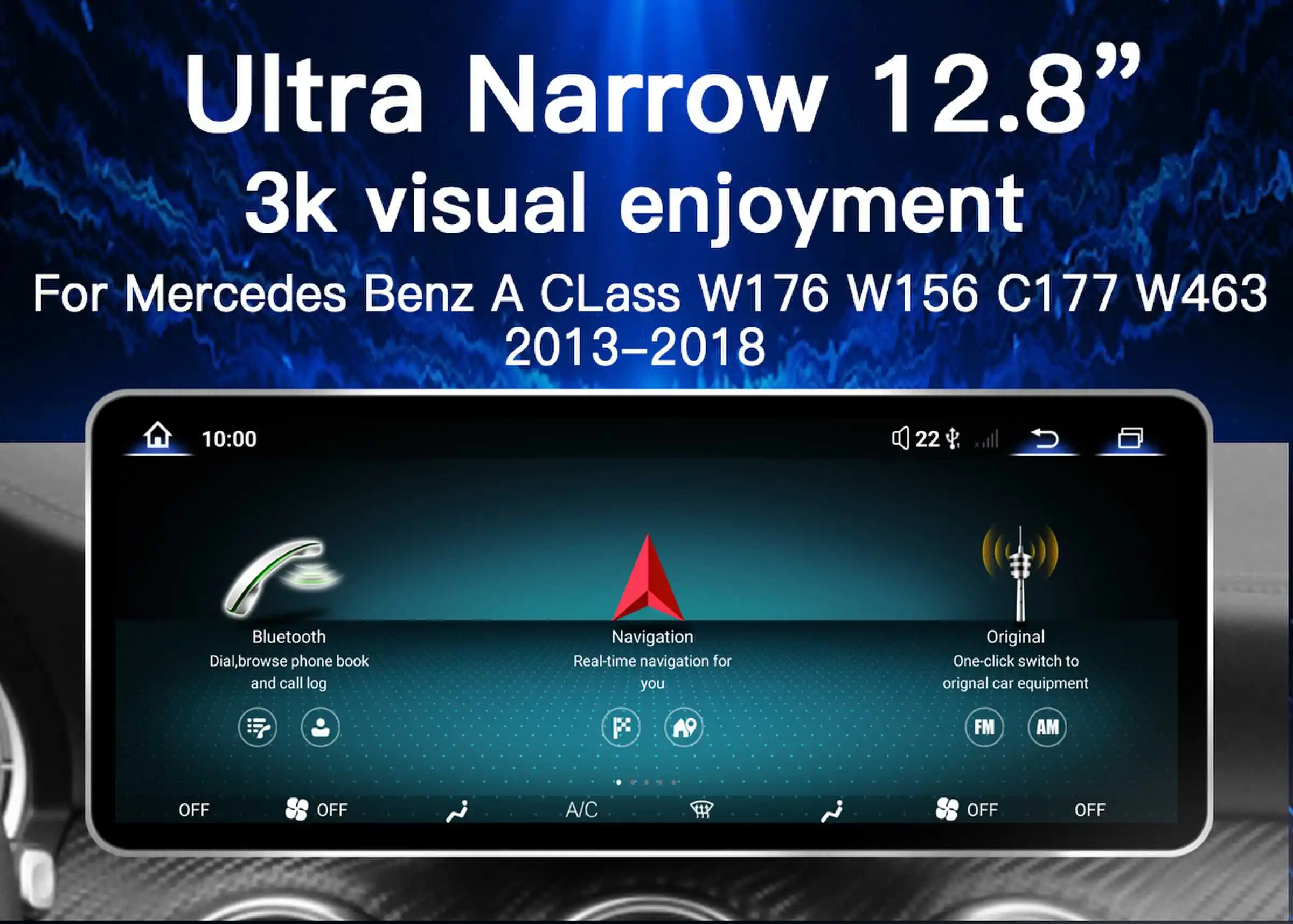 Qualcomm 665 Android 14 12,8 ''Autoradio Für Mercedes W176 X117 X156 W463 2013-2018 Multimedia CarPlay stereo GPS Navigation