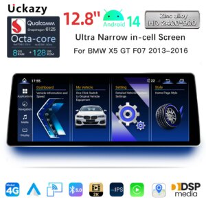 Android 14 Autoradio Für BMW 5er GT F07 2013-2016 CIC NBT Stereo GPS Multimedia Player 12,8" 2400*900 Snapdragon 665 Wireless Carplay