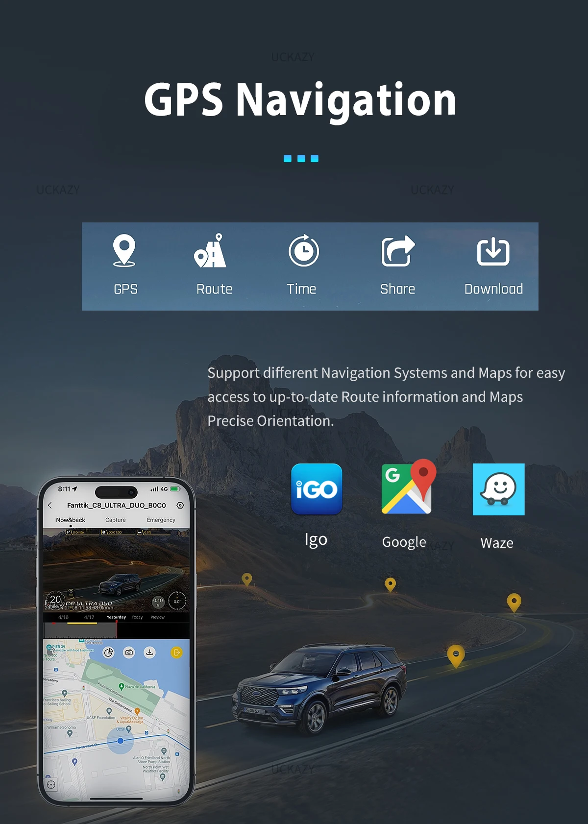 Uckazy Wireless CarPlay Android 14 Auto für BMW NBT EVO X1 F48 2016–2020 mit CarPlay-Funktionen Airplay Mirror Link