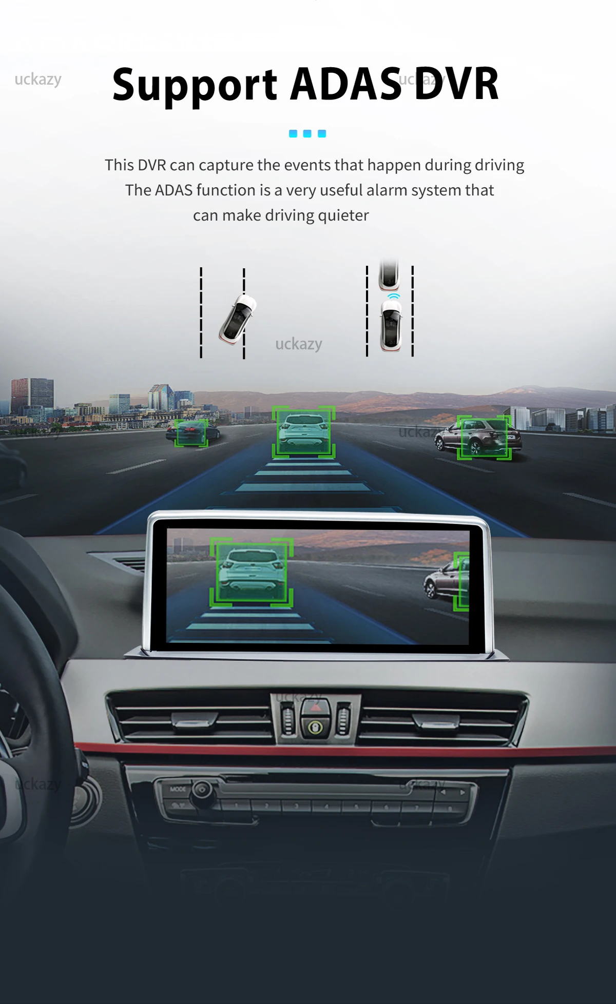 Uckazy Wireless CarPlay Android 14 Auto für BMW NBT EVO X1 F48 2016–2020 mit CarPlay-Funktionen Airplay Mirror Link