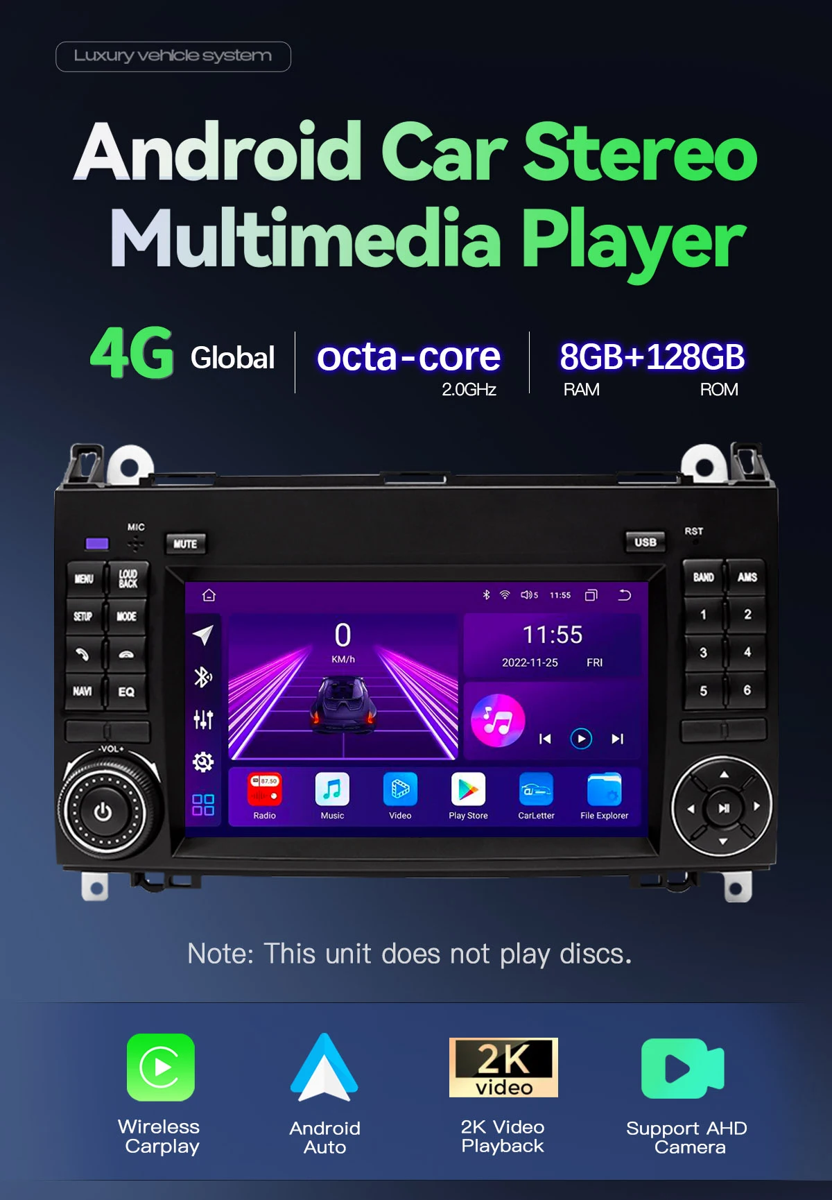 Android 14 Autoradio für Mercedes Sprinter Benz B200 Vito W639 Viano B Klasse W169 W245 W209 Multimedia – Bild 2