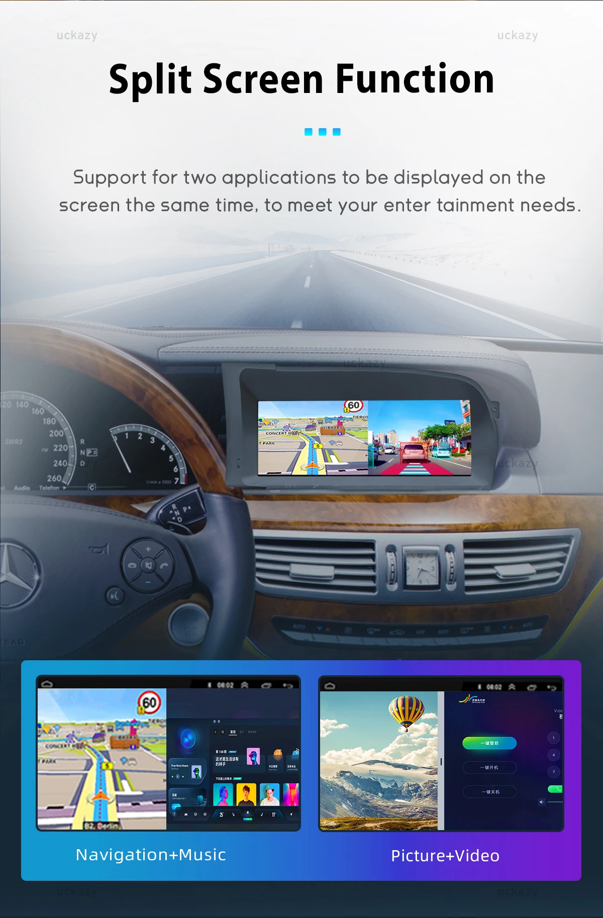 8GB kabelloses Carplay Android 14 Autoradio GPS-Navigation für Mercedes Benz S-Klasse W221 3.0/3,5 Multimedia-Bildschirm Audio Stereo4g