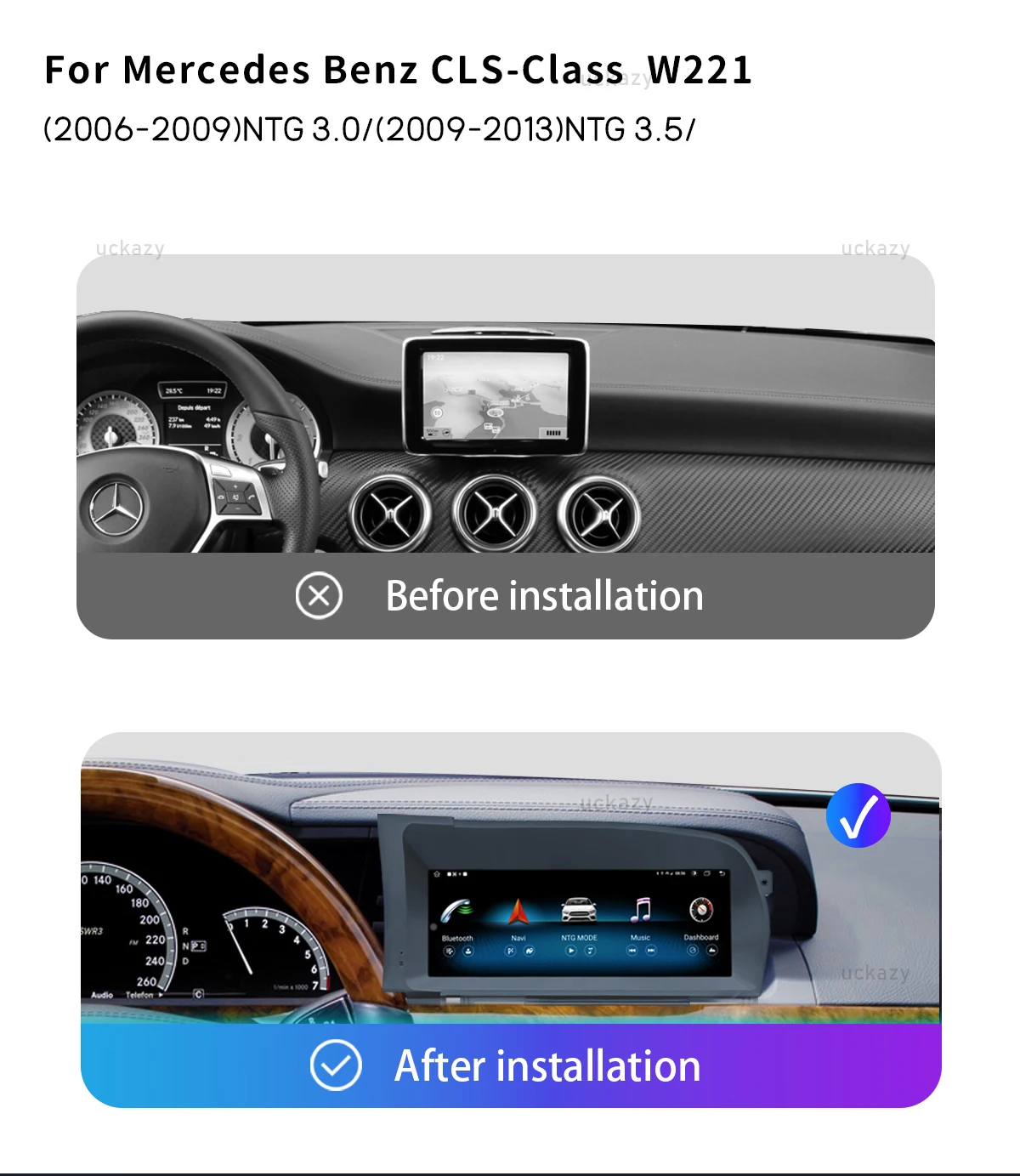 8GB kabelloses Carplay Android 14 Autoradio GPS-Navigation für Mercedes Benz S-Klasse W221 3.0/3,5 Multimedia-Bildschirm Audio Stereo4g