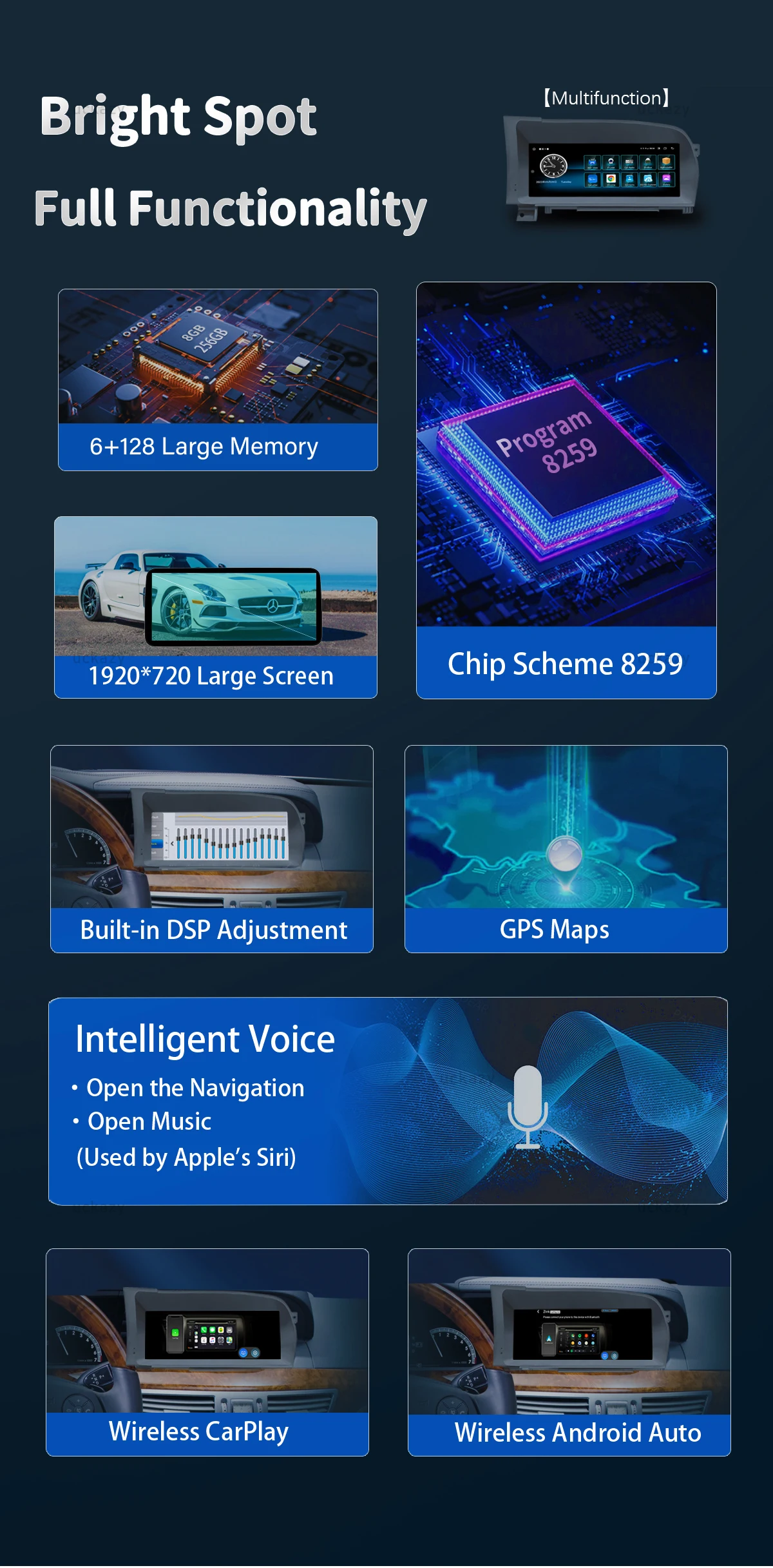 8GB kabelloses Carplay Android 14 Autoradio GPS-Navigation für Mercedes Benz S-Klasse W221 3.0/3,5 Multimedia-Bildschirm Audio Stereo4g