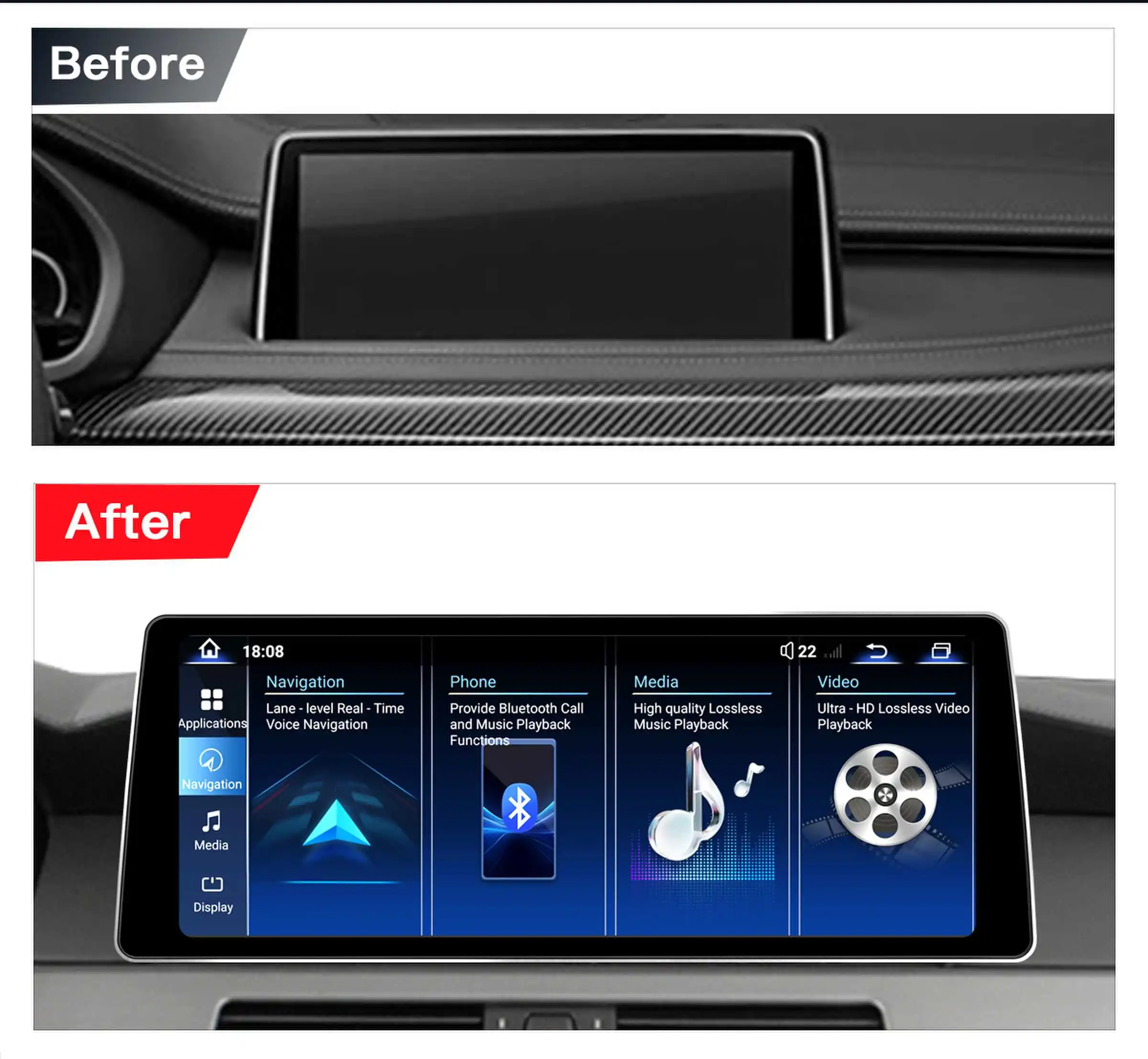 12,8'' 2400*900 Hohe Auflösung Android 14 Snapdragon 665 Uckazy Drahtlose CarPlay Für BMW 2 Serie F45 F46 2013-2019 NBT EVO System Auto Radio Multimedia Android Auto Navigation GPS