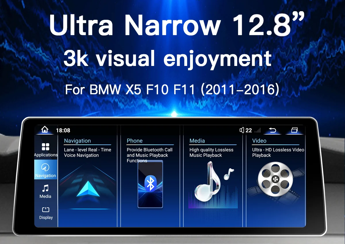 12,8'' 2400*900 Hohe Auflösung Android 14 Snapdragon 665 Drahtlose Carplay AUTO für BMW 5er F10 F11 2010-2016 CIC NBT Auto Video Player GPS NAVI 12,8'' 2400*900 Hohe Auflösung Android 14 Snapdragon 665 Drahtlose Carplay AUTO für BMW 5er F10 F11 2010-2016 CIC NBT Auto Video Player GPS NAVI