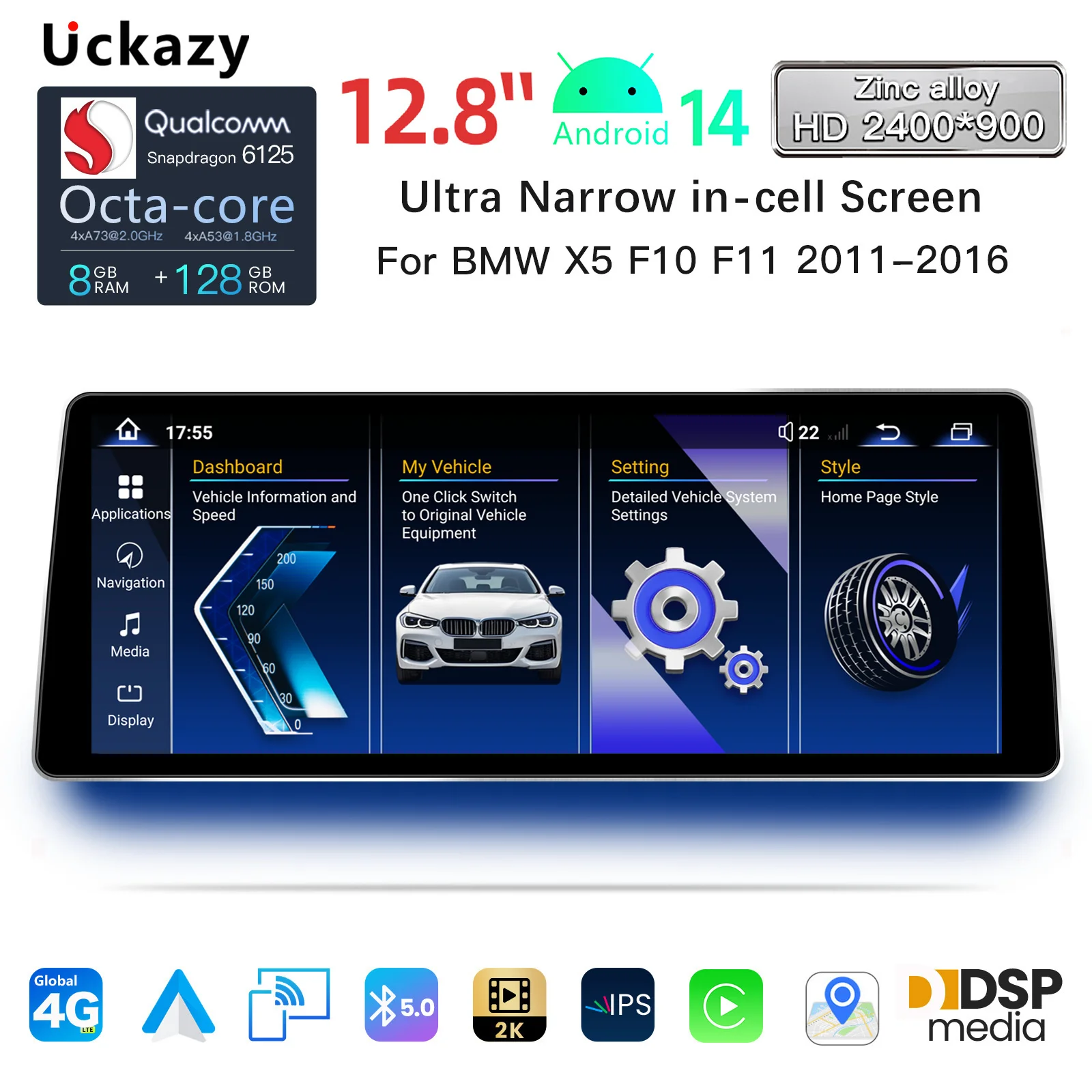 Android 14 Autoradio für BMW 5er F10 F11 2010-2016 CIC NBT Auto Video Player GPS NAVI