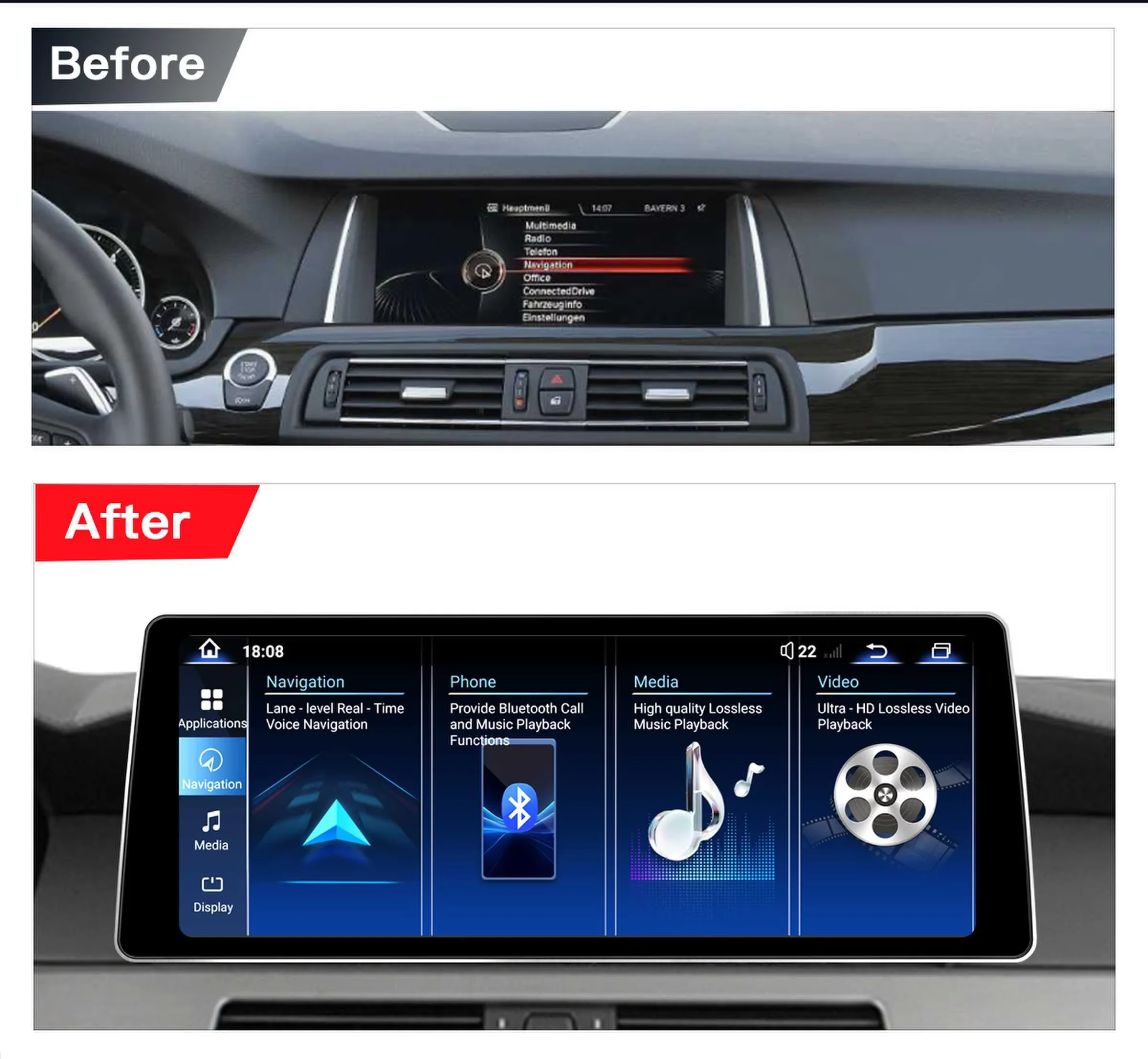 Android 14 Autoradio für BMW 5er F10 F11 2010-2016 CIC NBT Auto Video Player GPS NAVI – Bild 3