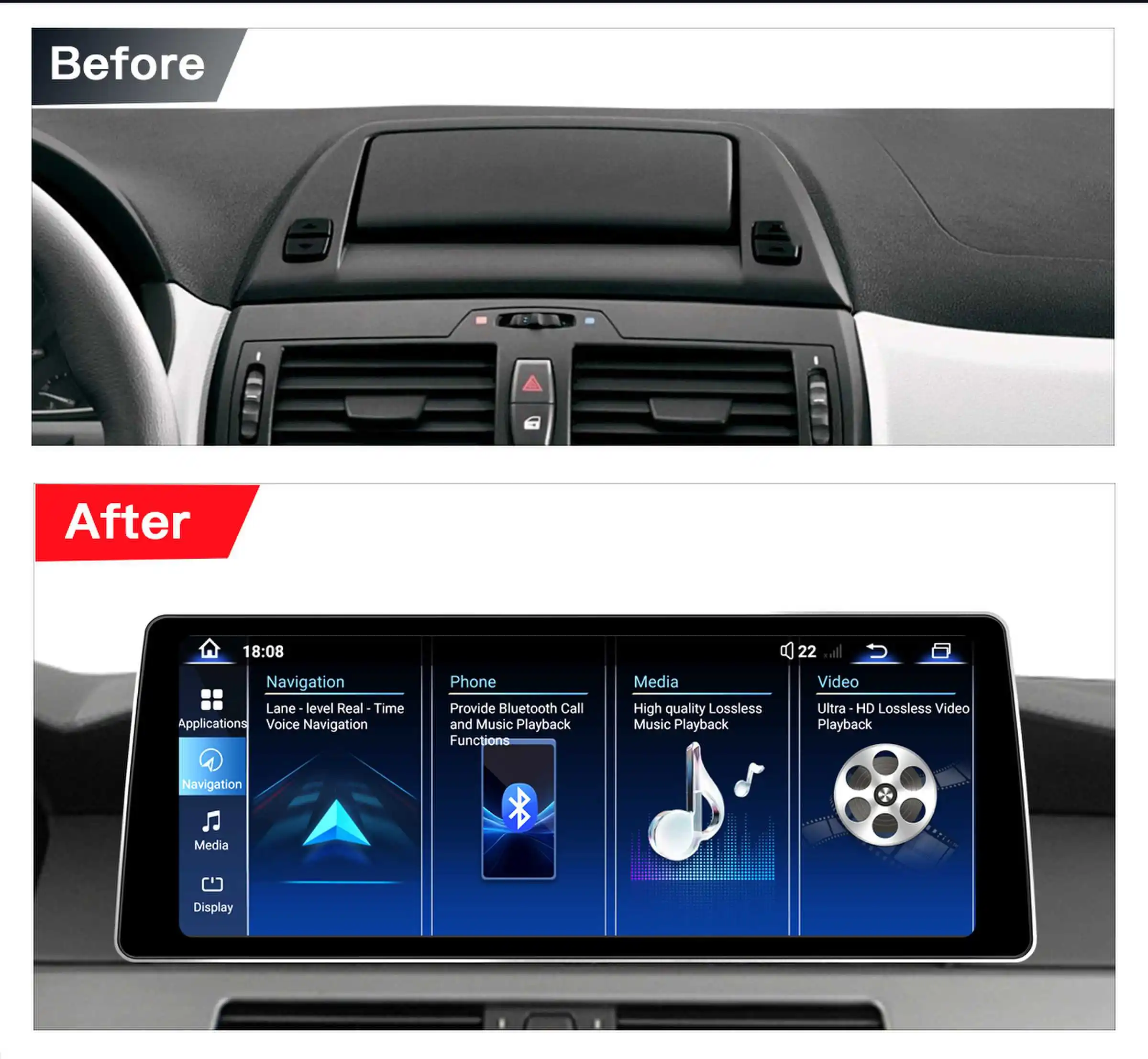 2400*900 Hochauflösender 12,8'' Android 14 Snapdragon 665 Multimedia-Video-Stereo-Player für BMW X3 E83 2004-2012, 4G WiFi Autoradio