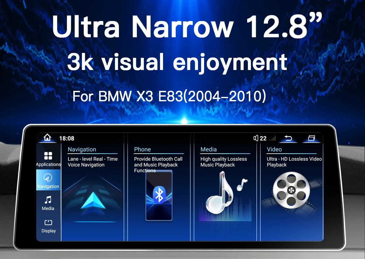 2400*900 Hochauflösender 12,8'' Android 14 Snapdragon 665 Multimedia-Video-Stereo-Player für BMW X3 E83 2004-2012, 4G WiFi Autoradio