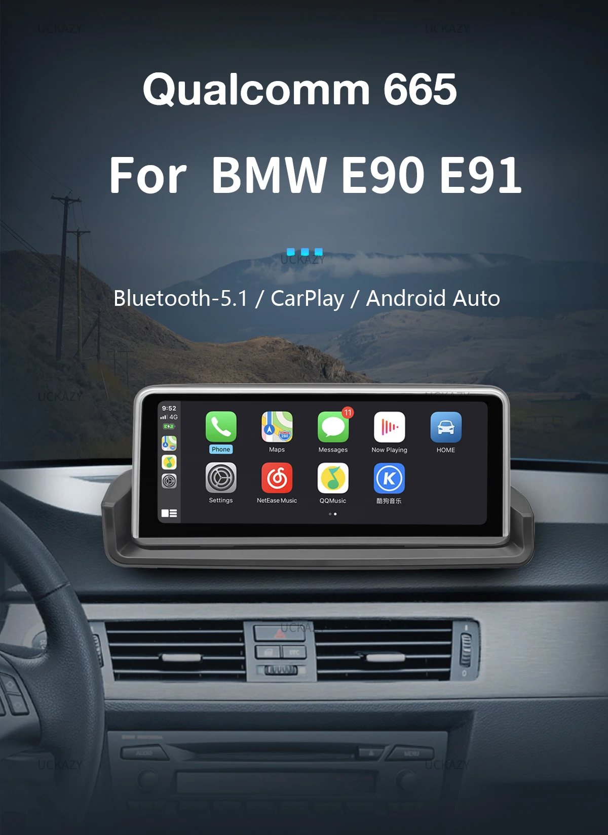 Qualcomm 2005 wireless carplay android 14 autoradio bildschirm für bmw e90 e91 e92 e93 2012-2015 multimedia head unit idrive stereo