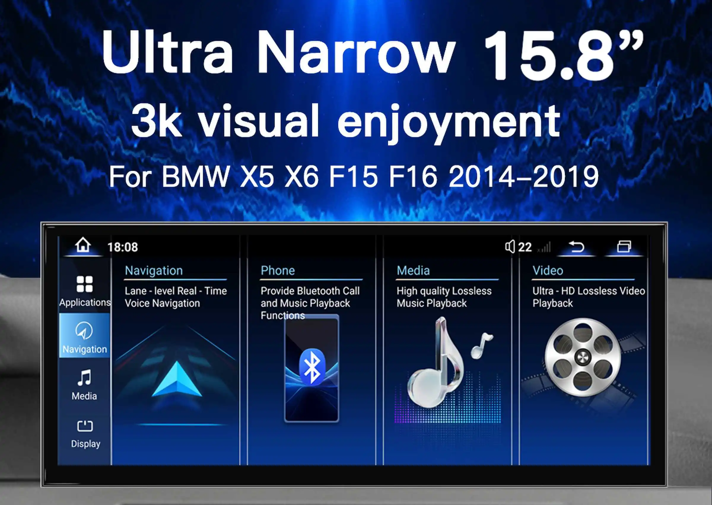 Uckazy 15,8 Touchscreen 1920*720 Touchscreen Für BMW X5 F15 X6 F16 2014-2018 NBT/EVO System Auto Radio Multimedia Player GPS Navigation WiFi BT Carplay Auto Werkzeuge