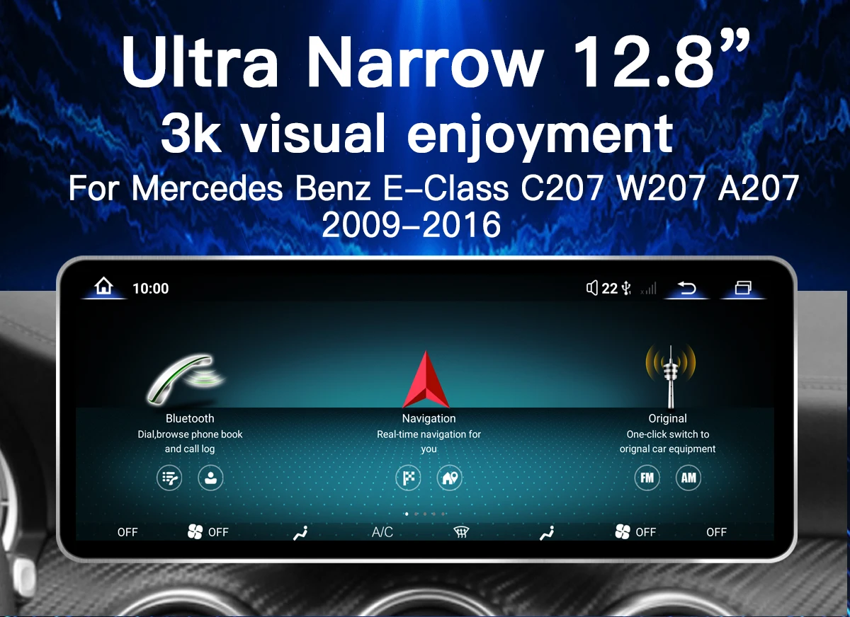 12,8'' 2400*900 Hohe Auflösung Android 14 Snapdragon 665 Drahtlose Carplay AutoRadio Für Mercedes Benz E-Klasse C207 W207 A207 Multimedia Bildschirm GPS
