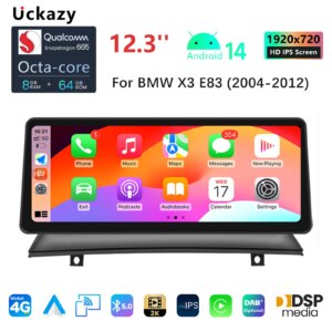 12,3 Zoll  Android14 Autoradio Multimedia-Video-Player für BMW X3 E83 2013-2017, 4g WLAN-Autoradio
