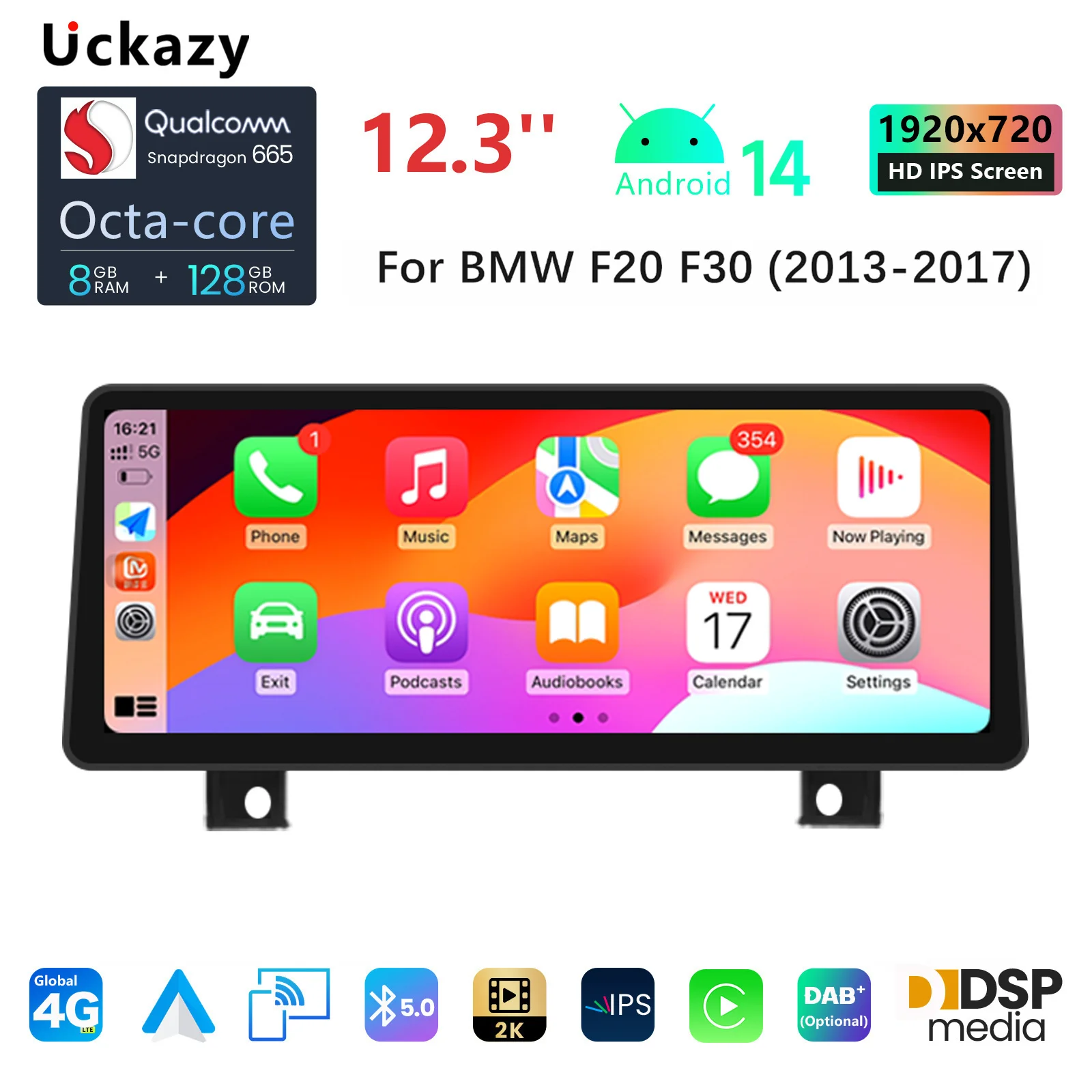 12.3 "Android 14 Autoradio Wireless Carplay für BMW 3/4 Serie F20 F21 F22 F30 F31 F32 F33 F34 F36 GPS Auto Multimedia-Player