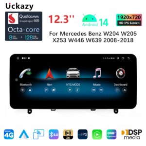 Android 14  Autoradio für Mercedes W204 W205 07-18 Auto Multimedia 4G GPS Navigation Stereo CarPlay