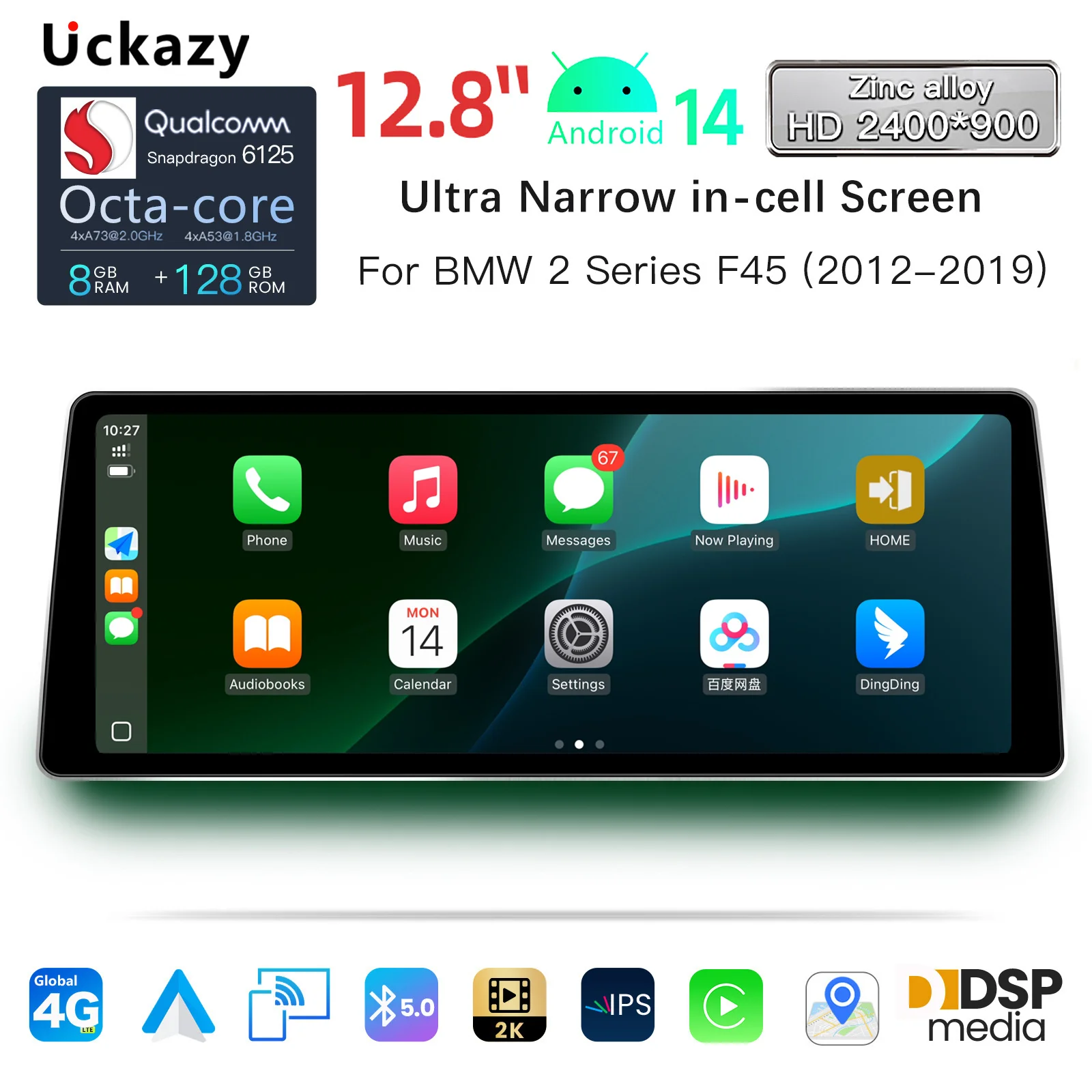 Android 14 Autoradio für BMW 2er F45 F46 2013-2019 NBT EVO System Autoradio Multimedia Android Auto Navigation GPS