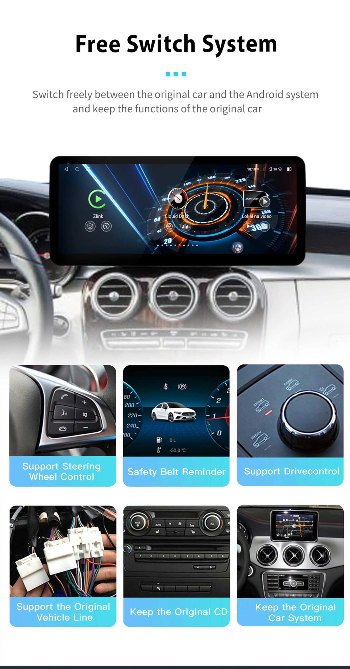 Carplay Android 14 Snapdragon 2015 Autoradio für Mercedes Benz C-Klasse W205 Glc Klasse x253 W446 2013-2017 Multimedia 4g GPS Navi