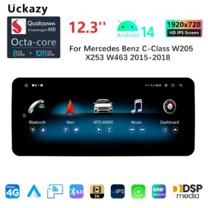 Android 14 Autoradio für Mercedes Benz C-Klasse W205 Glc Klasse x253 W446 2013-2017 Multimedia 4g GPS Navi