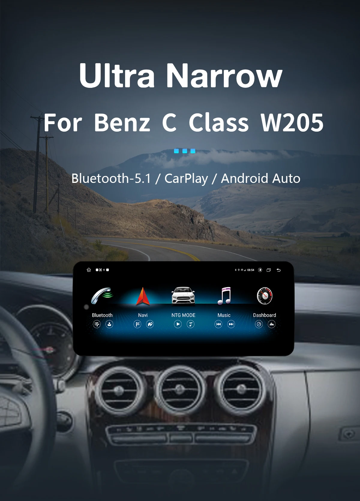 Carplay Android 14 Snapdragon 2015 Autoradio für Mercedes Benz C-Klasse W205 Glc Klasse x253 W446 2013-2017 Multimedia 4g GPS Navi
