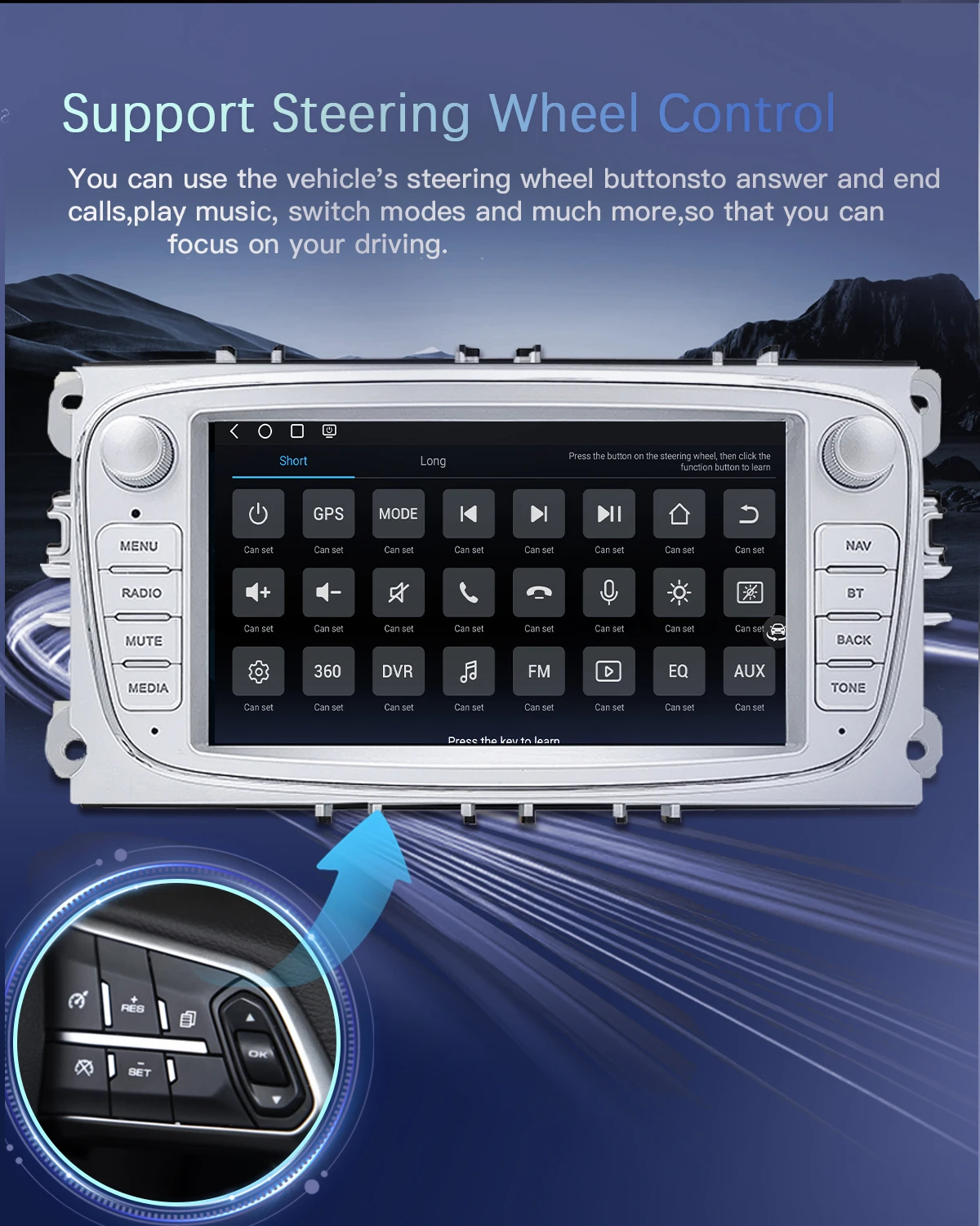 Uckazy 2 din android 14 autoradio für ford focus 2 3 4 mk2 kuga mondeo fiesta transit verbinden S-C max multimedia stereo headunit