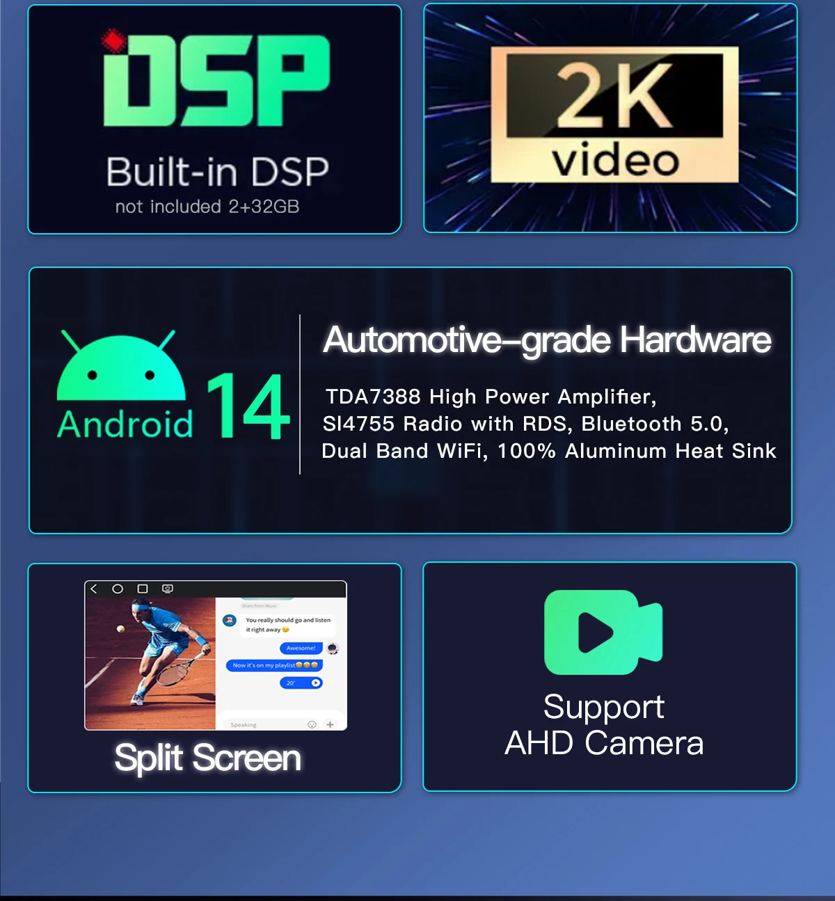 Uckazy 2 din android 14 autoradio für ford focus 2 3 4 mk2 kuga mondeo fiesta transit verbinden S-C max multimedia stereo headunit