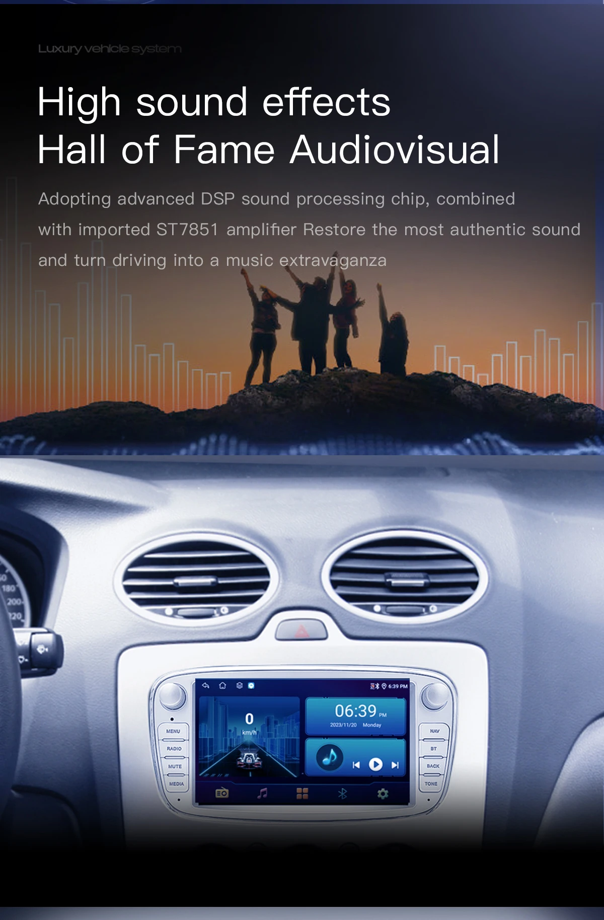 Uckazy 2 din android 14 autoradio für ford focus 2 3 4 mk2 kuga mondeo fiesta transit verbinden S-C max multimedia stereo headunit