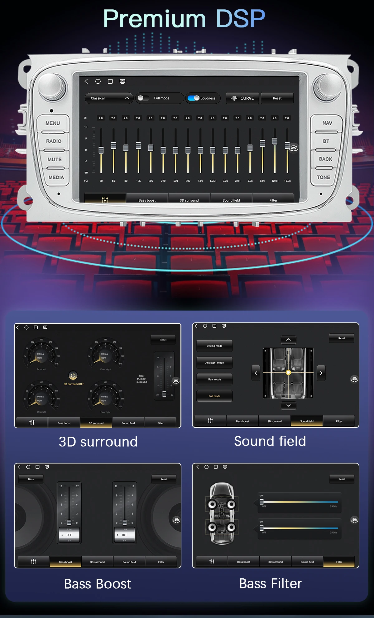 Uckazy 2 din android 14 autoradio für ford focus 2 3 4 mk2 kuga mondeo fiesta transit verbinden S-C max multimedia stereo headunit