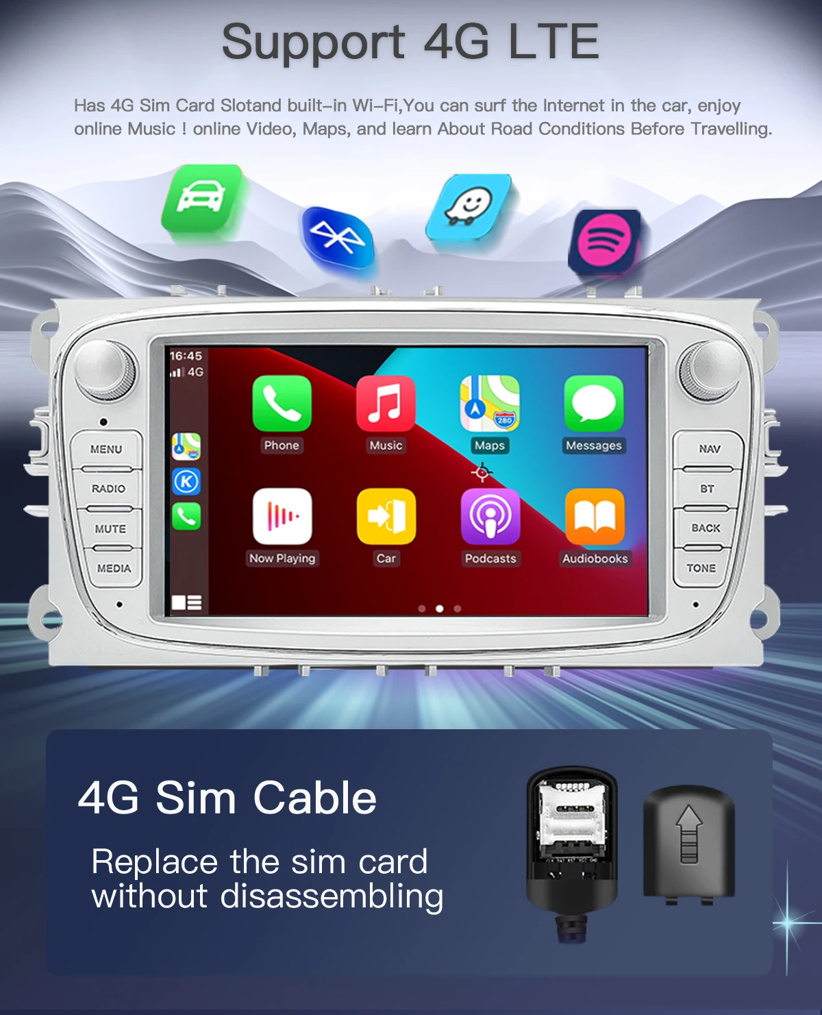 Uckazy 2 din android 14 autoradio für ford focus 2 3 4 mk2 kuga mondeo fiesta transit verbinden S-C max multimedia stereo headunit