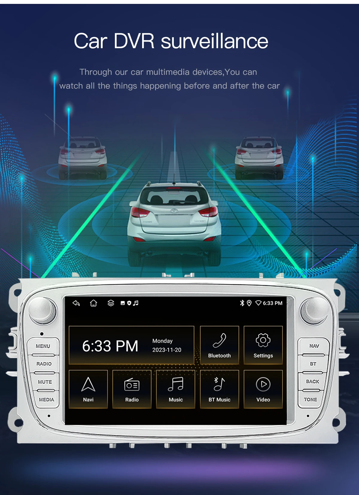 Uckazy 2 din android 14 autoradio für ford focus 2 3 4 mk2 kuga mondeo fiesta transit verbinden S-C max multimedia stereo headunit