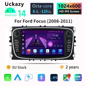Android 14 Autoradio für Ford Focus 2 3 4 MK2 Kuga Mondeo Fiesta Transit Connect S-C MAX Multimedia Stereo HeadUnit