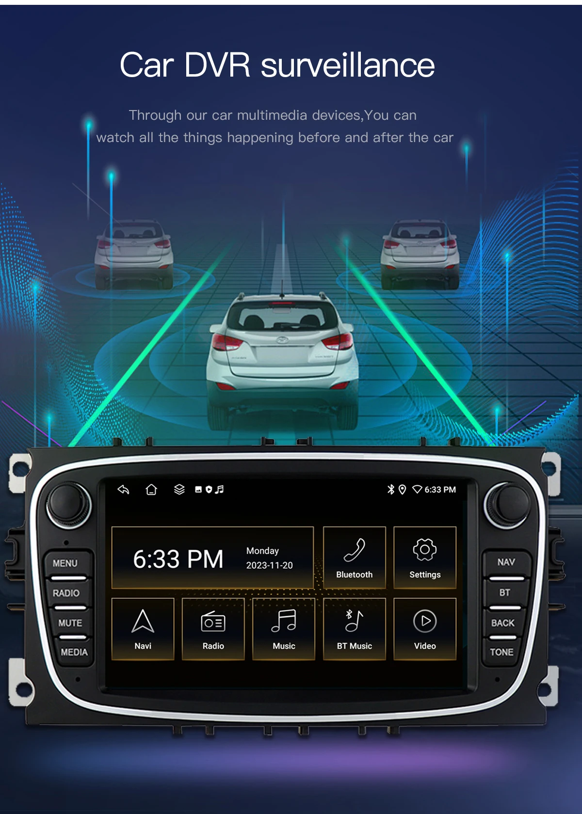 Uckazy Android 14 Autoradio für Ford Focus 2 3 4 MK2 Kuga Mondeo Fiesta Transit Connect S-C MAX Multimedia Stereo HeadUnit