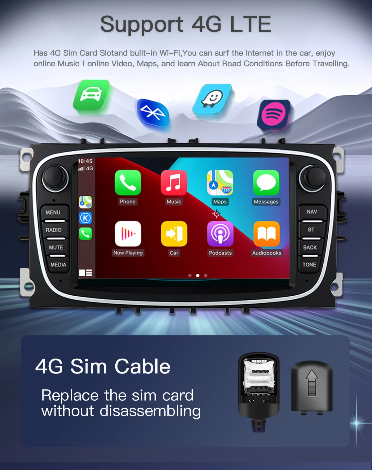 Uckazy Android 14 Autoradio für Ford Focus 2 3 4 MK2 Kuga Mondeo Fiesta Transit Connect S-C MAX Multimedia Stereo HeadUnit