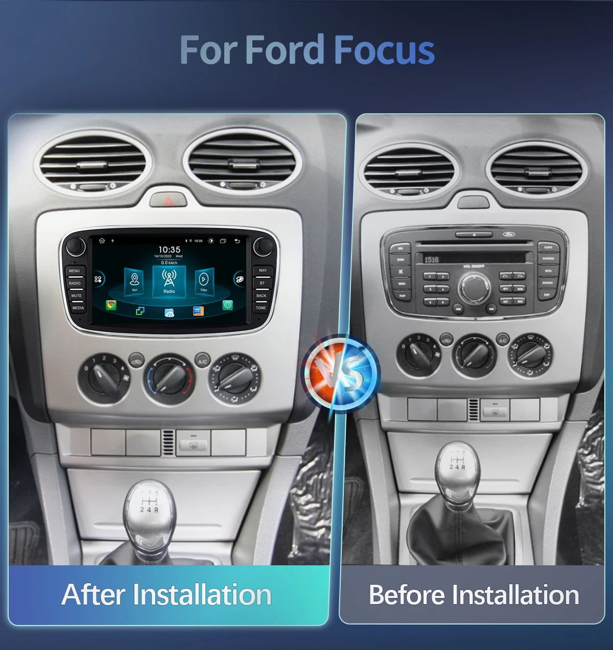 Uckazy Android 14 Autoradio für Ford Focus 2 3 4 MK2 Kuga Mondeo Fiesta Transit Connect S-C MAX Multimedia Stereo HeadUnit