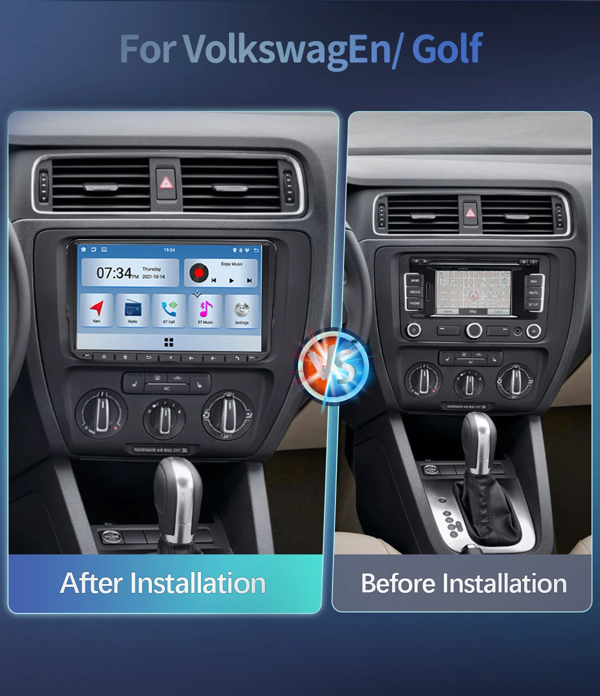 Autoradio 2 din android 14 für vw polo passat b6 b7 cc t5 amarok volk sagen octavia2 superb 2 tiguan sitz leon golf 56 multimedia