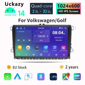 Autoradio 2 DIN Android 14 für VW Polo Passat b6 b7 cc t5 Amarok Octavia2 Superb 2 Tiguan Seat Leon Golf 5,6 Multimedia