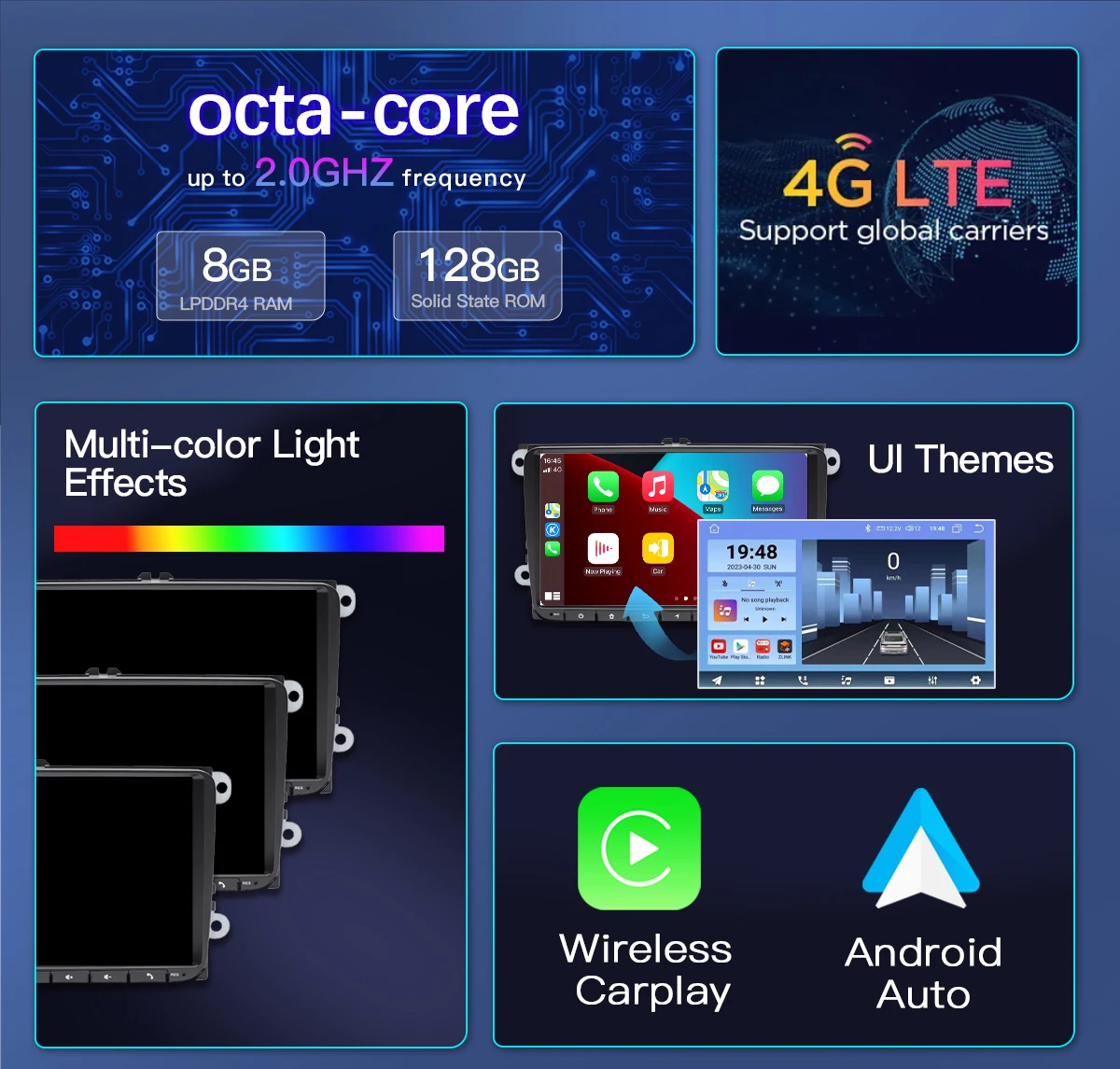 Autoradio 2 din android 14 für vw polo passat b6 b7 cc t5 amarok volk sagen octavia2 superb 2 tiguan sitz leon golf 56 multimedia