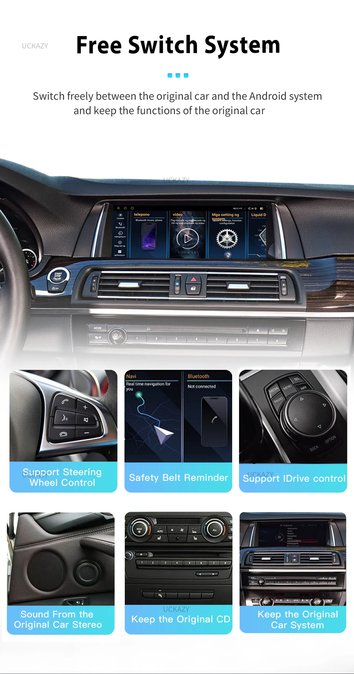 Uckazy 2 din android 14 autoradio für bmw 5 series f10 f11 2013-2016 cic nbt multimedia auto bildschirm gps navigation audio carplay Uckazy 2 din android 14 autoradio für bmw 5 series f10 f11 2013-2016 cic nbt multimedia auto bildschirm gps navigation audio carplay