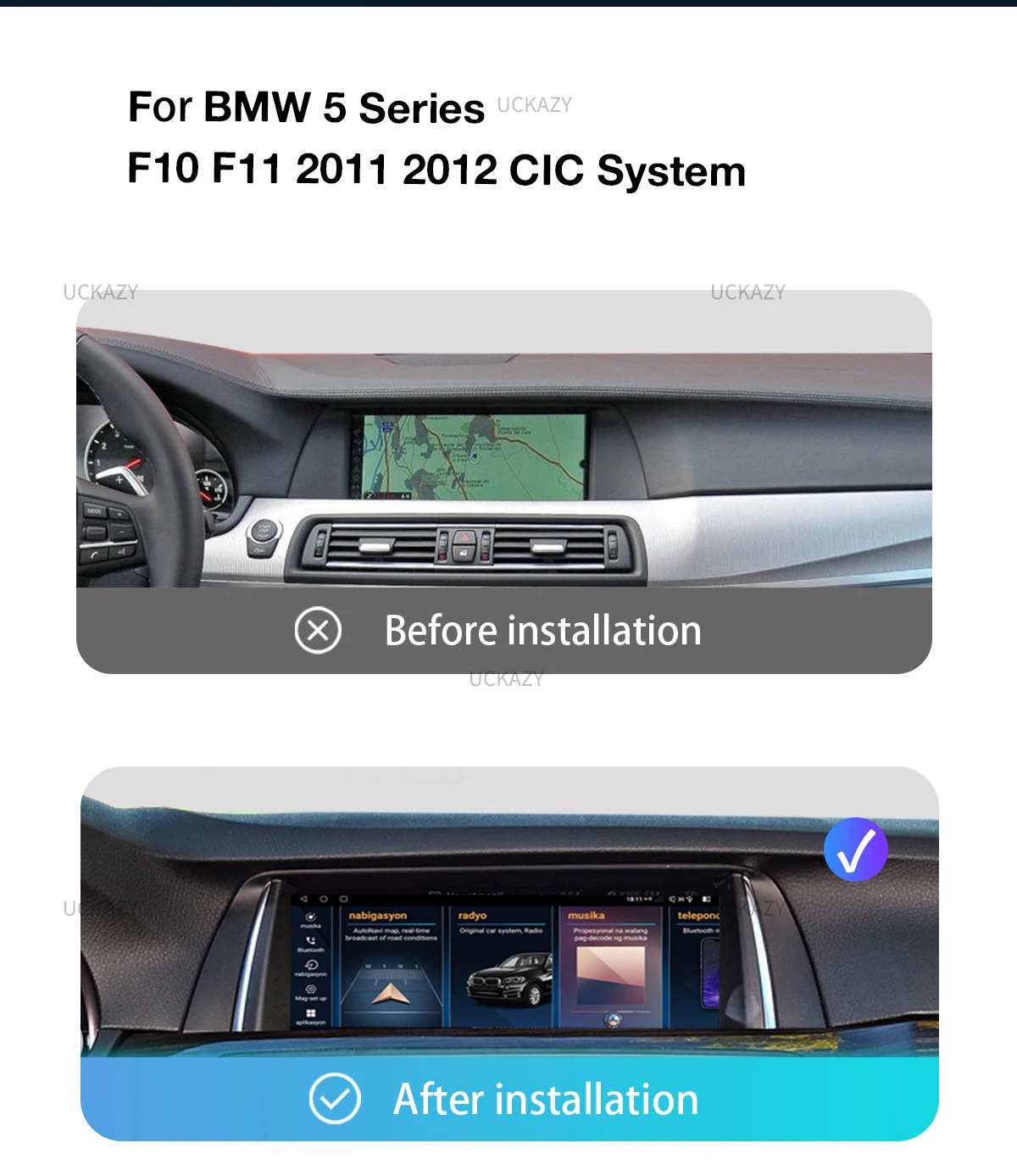 Uckazy 2 din android 14 autoradio für bmw 5 series f10 f11 2013-2016 cic nbt multimedia auto bildschirm gps navigation audio carplay Uckazy 2 din android 14 autoradio für bmw 5 series f10 f11 2013-2016 cic nbt multimedia auto bildschirm gps navigation audio carplay