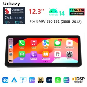 12.3 "Qualcomm Snapdragon Android 14 Wireless Carplay GPS-Radio für BMW 3er E90 E91 E92 E93 4G 2din Multimedia